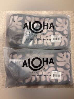 ALOHA Collection Pink and Black Floral Cosmetic Bags